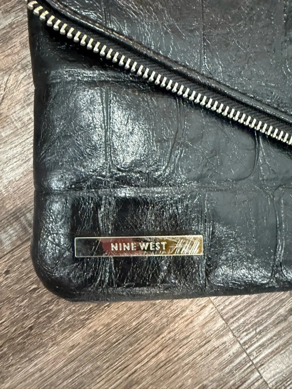 🖤 Nine West Black Crocodile-Embossed Chain Shoulder Bag 🖤
